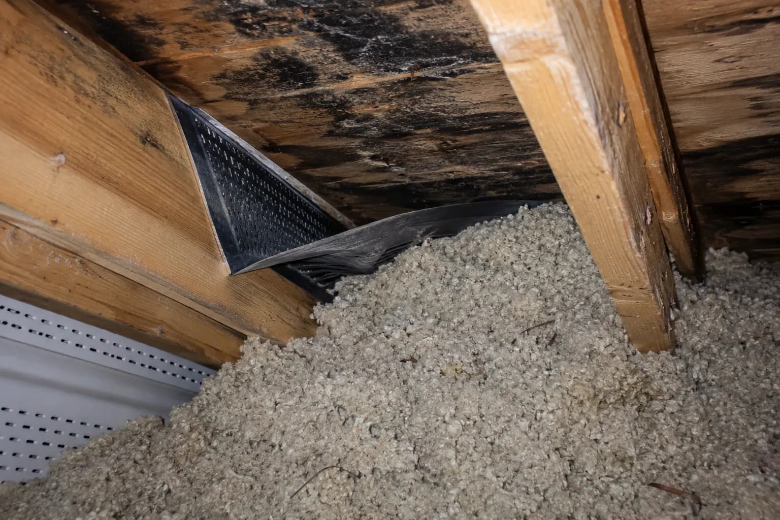 Attic ducting inspected where a fan discharges