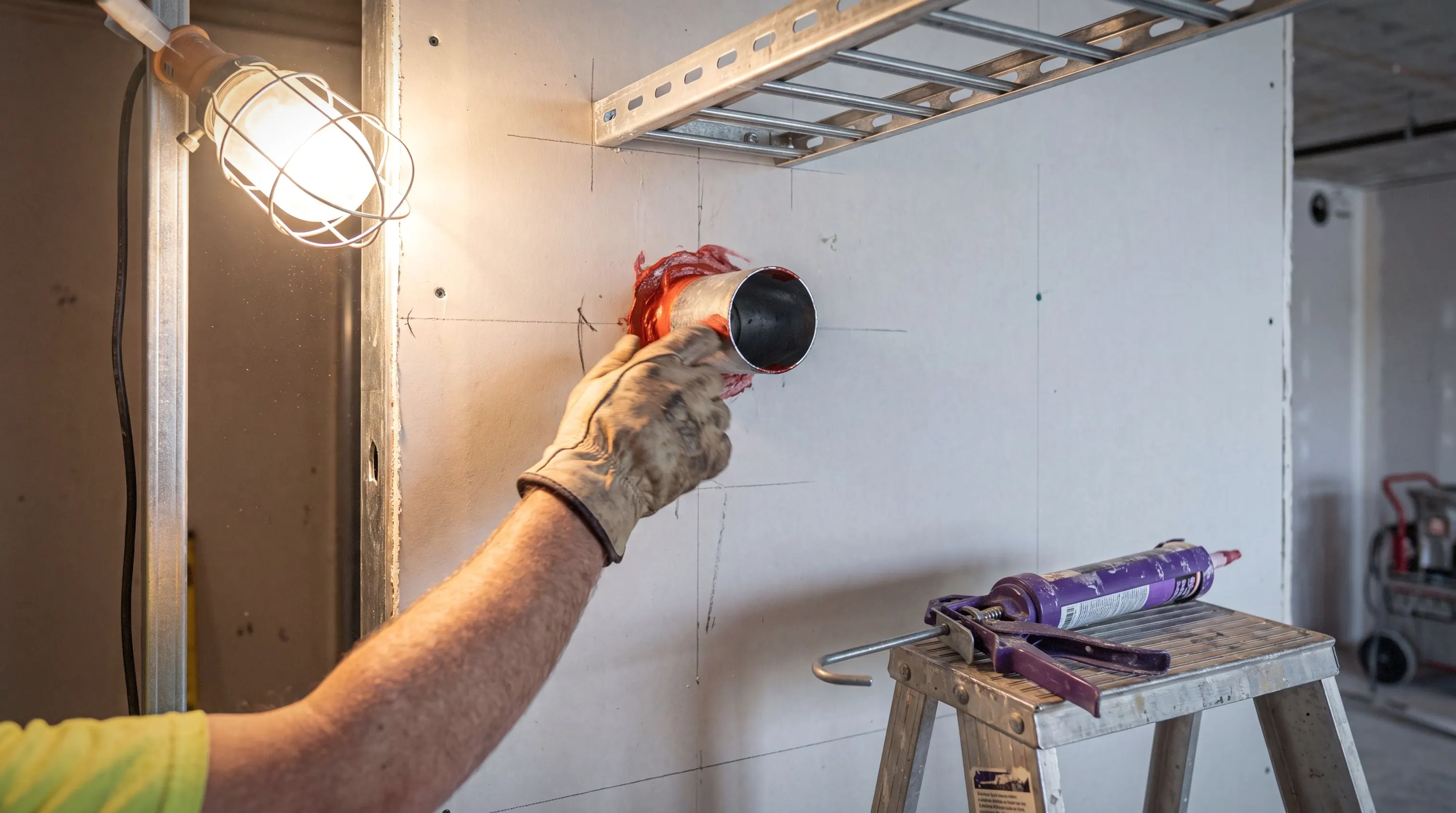 Fire-rated sealing around mechanical penetrations